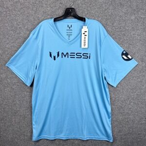 Messi T-Shirt‎ 3XL Light Blue Polyester Athletic Performance Graphic Tee NWT